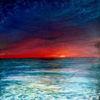 Peinture intitulée "Sunset and sea turq…" par L'Art De Lore, Œuvre d'art originale, Acrylique Monté sur Châssis en bois