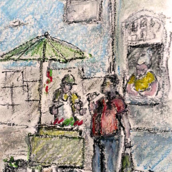 Drawing titled "Hot dog seller" by L'Atelier, Original Artwork