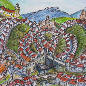 Drawing titled "Ouro Preto city(Bla…" by L'Atelier, Original Artwork