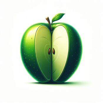 Digitale Kunst mit dem Titel "Apple" von Laurence Linsenmaier, Original-Kunstwerk, KI-generiertes Bild