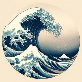 「Inspiration Hokusai」というタイトルのデジタルアーツ Laurence Linsenmaierによって, オリジナルのアートワーク, AI生成画像