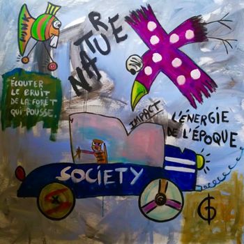 绘画 标题为“SOCIETY” 由L.Gréo, 原创艺术品, 丙烯 安装在木质担架架上