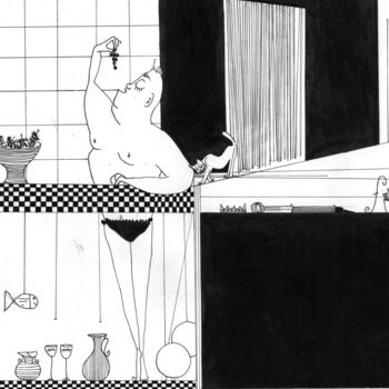 Zeichnungen mit dem Titel "Ô viens ma nuit d'E…" von Kim Leroy, Original-Kunstwerk, Gel Stift