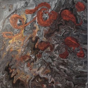 Картина под названием "«Flammes»" - Laetitia Meulensteen Voutat, Подлинное произведение искусства, Акрил