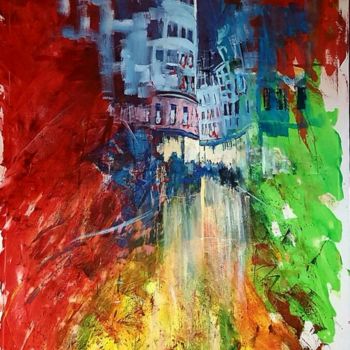 Painting titled "N27 City view" by Lukasz Lepik, Original Artwork, Acrylic