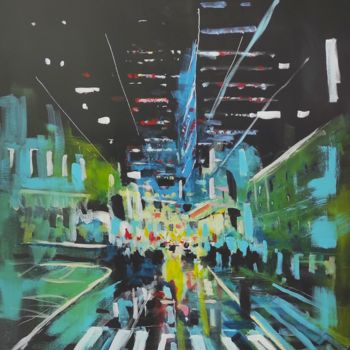 Malerei mit dem Titel "CITYSCAPE NO. 15" von Lukasz Lepik, Original-Kunstwerk, Acryl