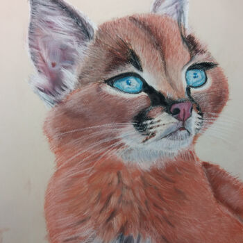 Peinture intitulée "Gourgeous Wild cat" par L Lualdi, Œuvre d'art originale
