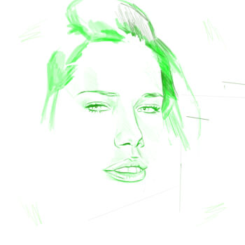 Digitale Kunst getiteld "ritratto-verde.jpeg" door Lorenzo Milone, Origineel Kunstwerk, Digitaal Schilderwerk
