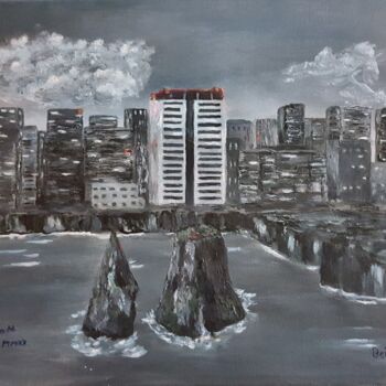 Malarstwo zatytułowany „Beirut, City by the…” autorstwa L'Orientaliste, Oryginalna praca, Akryl