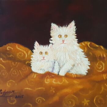 Painting titled "Pair of Mischief Ki…" by L'Orientaliste, Original Artwork, Oil