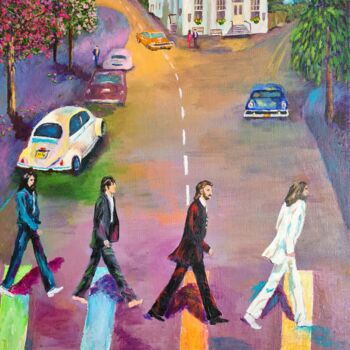 Painting titled "The Beatles Crossin…" by L'Orientaliste, Original Artwork, Acrylic