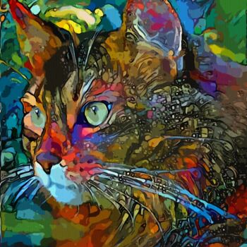 Arts numériques intitulée "Benito , cat" par L.Roche, Œuvre d'art originale, Acrylique
