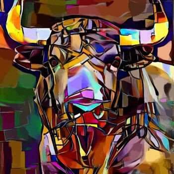 Digitale Kunst mit dem Titel "Toro-bravo-70x50 cm" von L.Roche, Original-Kunstwerk, 2D digitale Arbeit