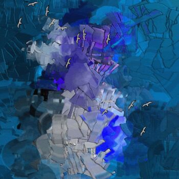 Цифровое искусство под названием "Blue-Blue day" - L.Roche, Подлинное произведение искусства, Чернила