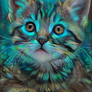 Digital Arts titled "Loulou, cat" by L.Roche, Original Artwork, Acrylic