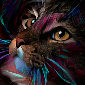 Digitale Kunst mit dem Titel "Velvet - cat" von L.Roche, Original-Kunstwerk, Acryl