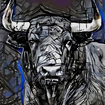 Arte digitale intitolato "Toro azul" da L.Roche, Opera d'arte originale, Acrilico