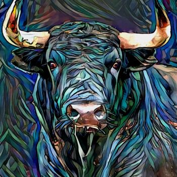 Digital Arts titled "Bull stripes - Mix…" by L.Roche, Original Artwork, Acrylic
