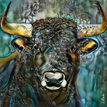Digital Arts titled "Toro rizado - 70x68…" by L.Roche, Original Artwork, Acrylic