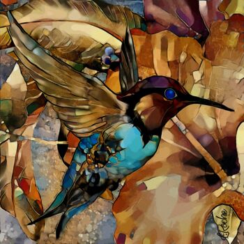 Digitale Kunst getiteld "Colibri Ambar" door L.Roche, Origineel Kunstwerk, Acryl