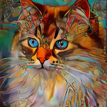 Digital Arts titled "Astrid, cat - Mix m…" by L.Roche, Original Artwork, Acrylic