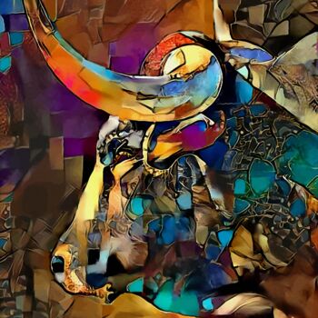 Arts numériques intitulée "Toro 2020 - Mix med…" par L.Roche, Œuvre d'art originale, Acrylique