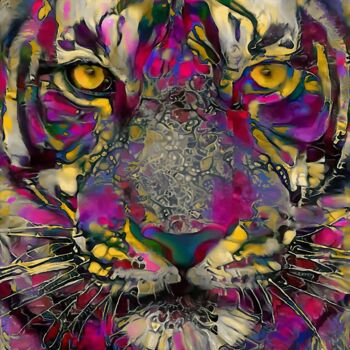 Digitale Kunst mit dem Titel "Tiger Deluxe" von L.Roche, Original-Kunstwerk, Acryl