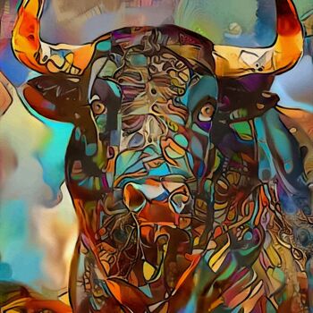 Artes digitais intitulada "De frente - Bull -…" por L.Roche, Obras de arte originais, Acrílico
