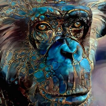 Digitale Kunst mit dem Titel "Marlon, Monkey" von L.Roche, Original-Kunstwerk, Acryl