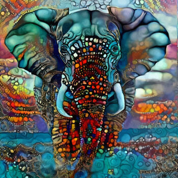数字艺术 标题为“Eden Fanty, elephant” 由L.Roche, 原创艺术品, 丙烯