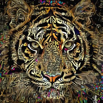 Arts numériques intitulée "Face à Tigre" par L.Roche, Œuvre d'art originale, Acrylique