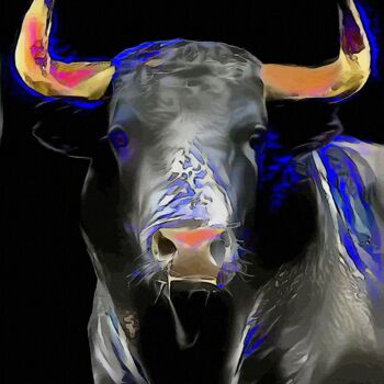 Arts numériques intitulée "Toro de casta, Bull…" par L.Roche, Œuvre d'art originale, Acrylique