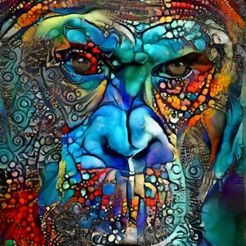 Digitale Kunst getiteld "Justo, Monkey" door L.Roche, Origineel Kunstwerk, Acryl