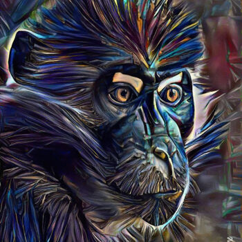 Grafika cyfrowa / sztuka generowana cyfrowo zatytułowany „Sergy, monkey” autorstwa L.Roche, Oryginalna praca, Akryl