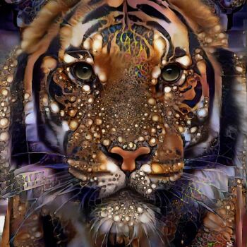 Цифровое искусство под названием "Tiger Champagne" - L.Roche, Подлинное произведение искусства, Акрил