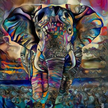 Arts numériques intitulée "Royal elephant" par L.Roche, Œuvre d'art originale, Acrylique
