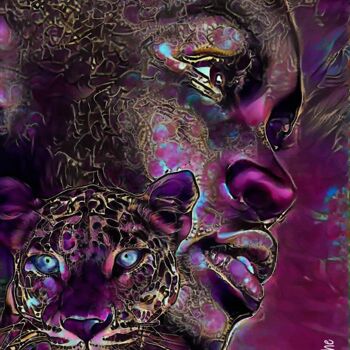 Digitale Kunst mit dem Titel "Leoparda" von L.Roche, Original-Kunstwerk, Acryl