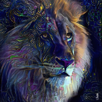 Arts numériques intitulée "Lion Cosmos" par L.Roche, Œuvre d'art originale, Acrylique