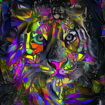 Grafika cyfrowa / sztuka generowana cyfrowo zatytułowany „Tiger Disco” autorstwa L.Roche, Oryginalna praca, Akryl