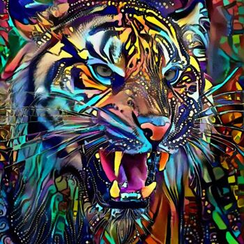 Digital Arts titled "Astor, tiger" by L.Roche, Original Artwork, Acrylic