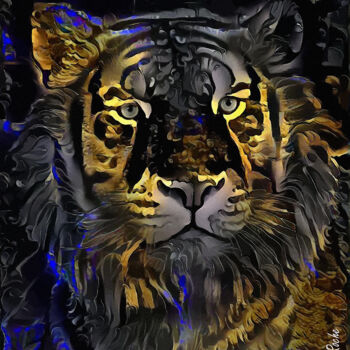 Digitale Kunst getiteld "Tigermoon 2021" door L.Roche, Origineel Kunstwerk, Acryl