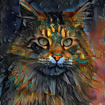 Digital Arts titled "Samson Jr., cat - M…" by L.Roche, Original Artwork, Acrylic