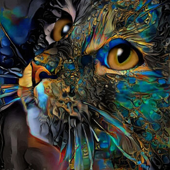 Arts numériques intitulée "Ariel, cat - Mix me…" par L.Roche, Œuvre d'art originale, Acrylique