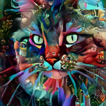 Arte digitale intitolato "Monzi, cat - Mix me…" da L.Roche, Opera d'arte originale, Acrilico
