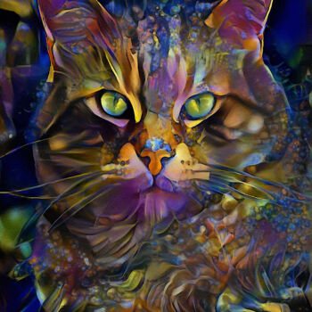 Digital Arts titled "Zaroo, cat - Mix me…" by L.Roche, Original Artwork, Acrylic