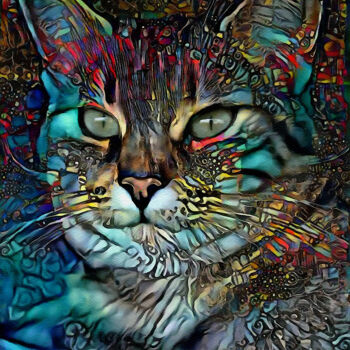 Arts numériques intitulée "Mystol, cat - Mix m…" par L.Roche, Œuvre d'art originale, Acrylique