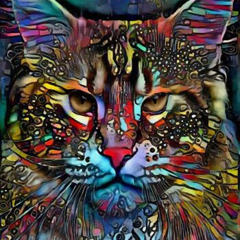 Цифровое искусство под названием "Mossy, cat - Mix me…" - L.Roche, Подлинное произведение искусства, Акрил