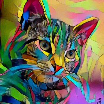 Digital Arts titled "Berrik, cat - Mix m…" by L.Roche, Original Artwork, Ink