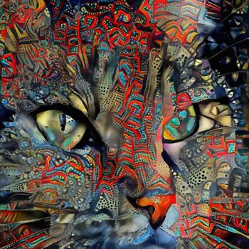 Arts numériques intitulée "Margotty, cat - Mix…" par L.Roche, Œuvre d'art originale, Acrylique