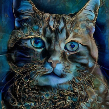 Arts numériques intitulée "Barnieblue, cat - M…" par L.Roche, Œuvre d'art originale, Acrylique